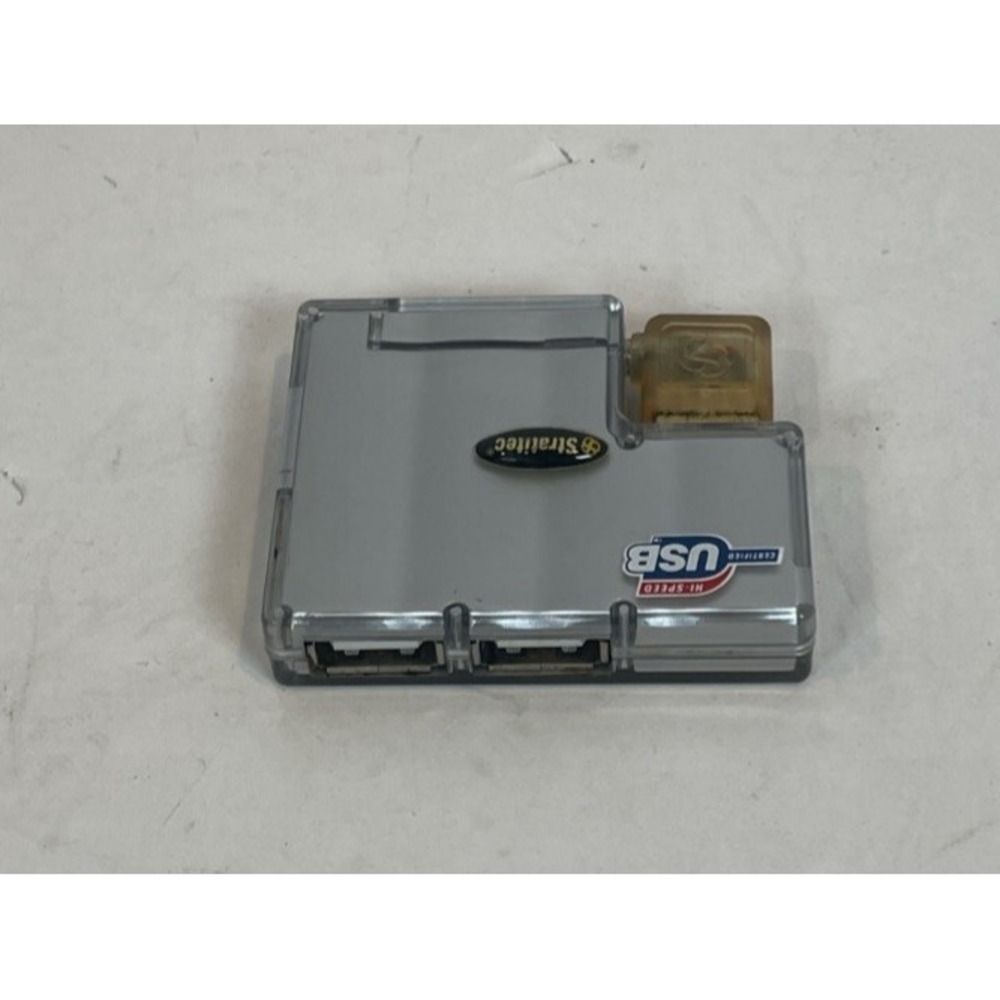 Stratitec USBM4EXT Hi-Speed USB 2.0 4-Port Extension Hub‎ Silver Clear Swivel